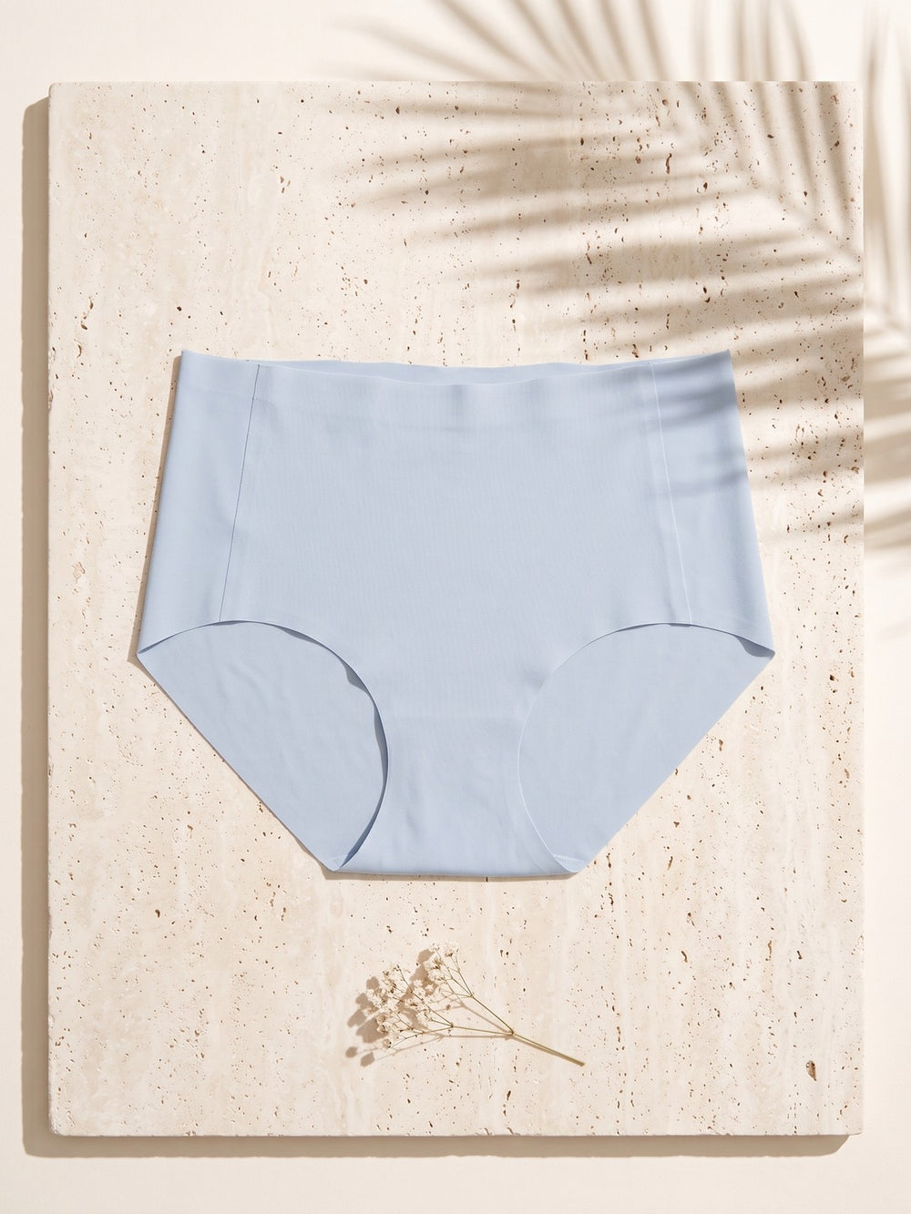Daily High-Waist Antibacterial Panty in Celeste Blue on travertine