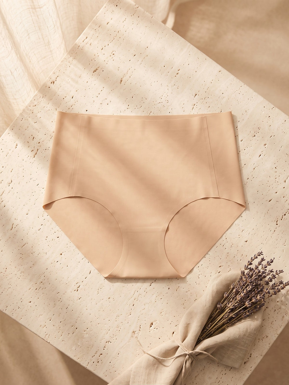 Daily High-Waist Antibacterial Panty in Charlotte Nude on travertine