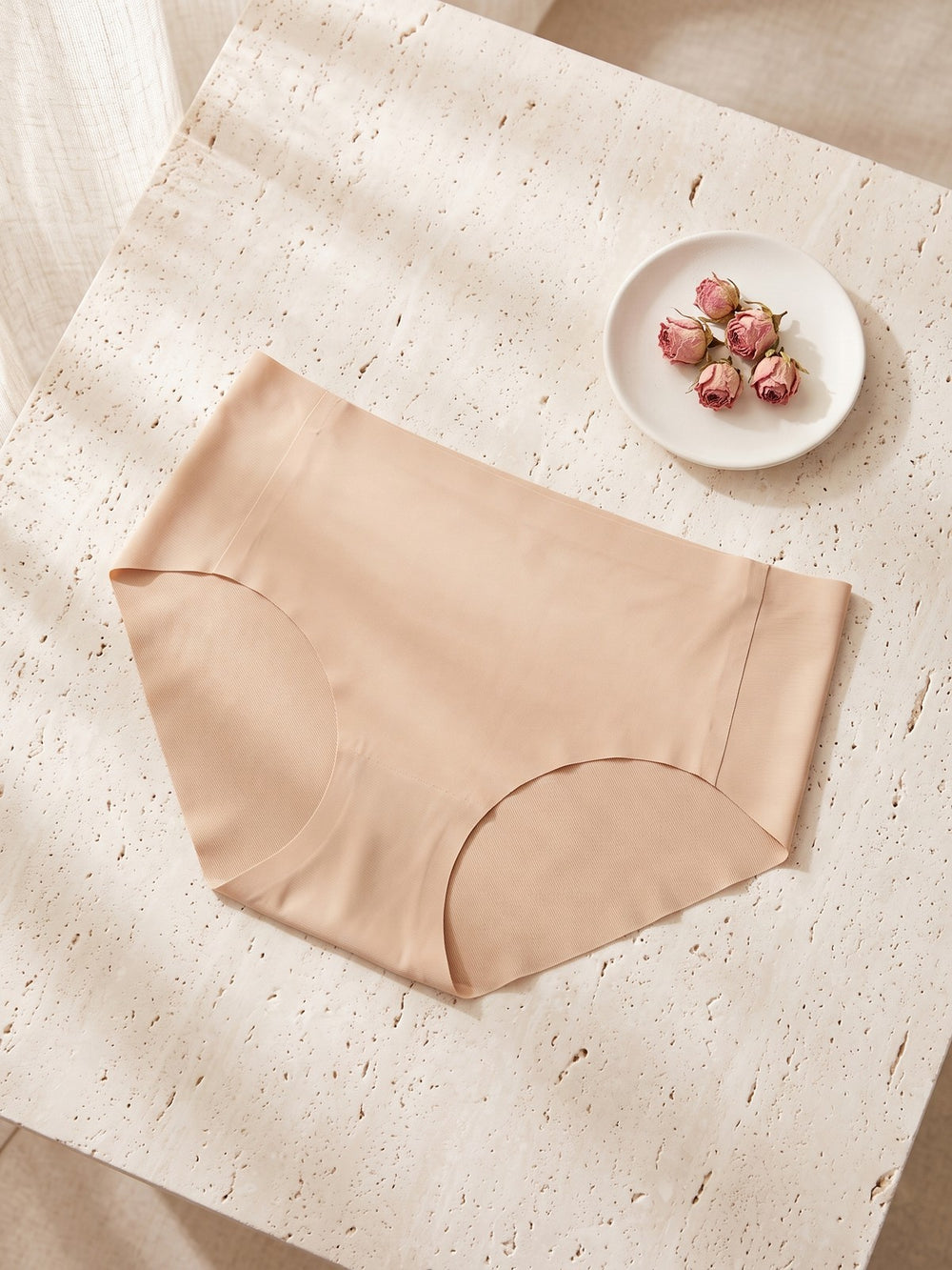 Charlotte Nude Daily Mid-Waist Antibacterial Panty on travertine